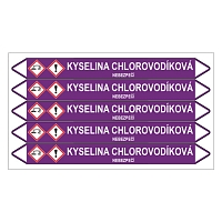 Značení potrubí, kyselina chlorovodíková,5 ks, 150 × 12 mm